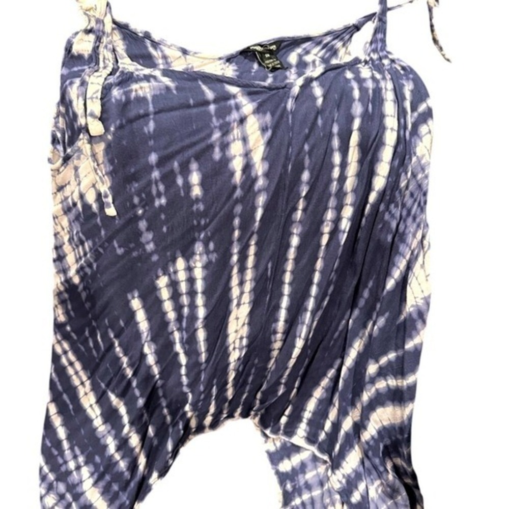 Millennium Blue Tie Dye Sharkbite Camisole Top Plus Size 3X Tie Shoulder Rayon